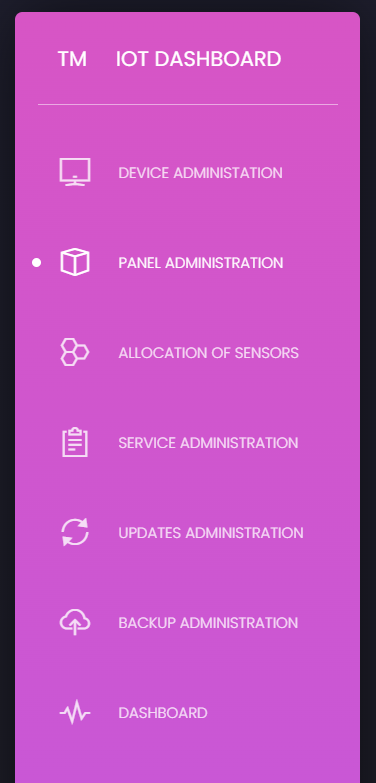 side menu administration